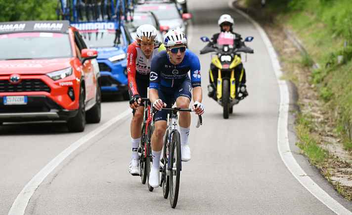 Enzo Paleni (Groupama-FDJ) und Taco van der Hoorn (Intermarché - Wanty) bildeten die Fluchtgruppe des Tages.
