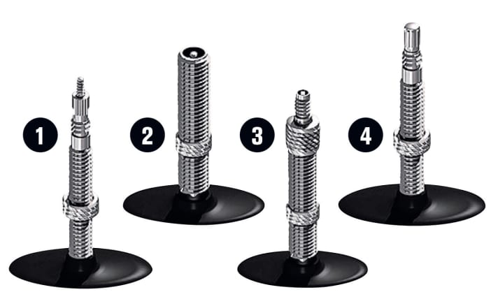 These different valve types are available for bicycle inner tubes.