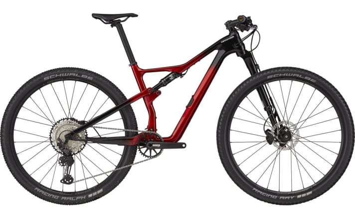   Das klassische Rahmendesign mit einem unter dem Oberrohr montierten Dämpfer setzt sich bei Racefullys, wie hier dem Cannondale Scalpel, immer mehr durch. Der Grund dafür ist ganz einfach: Es passen zwei Trinkflaschen in den Rahmen. Scott löst das Platzproblem für den zweiten Flaschenhalter eleganter und vereint so gleich mehrere konstruktive Vorteile.