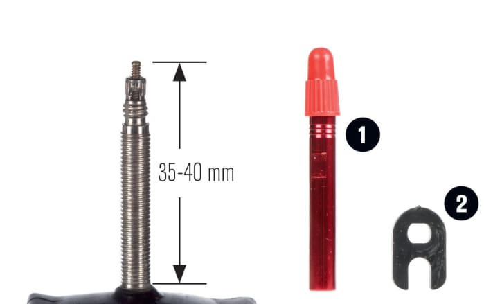 The correct valve length for hoses. If in doubt, a valve adapter can help.