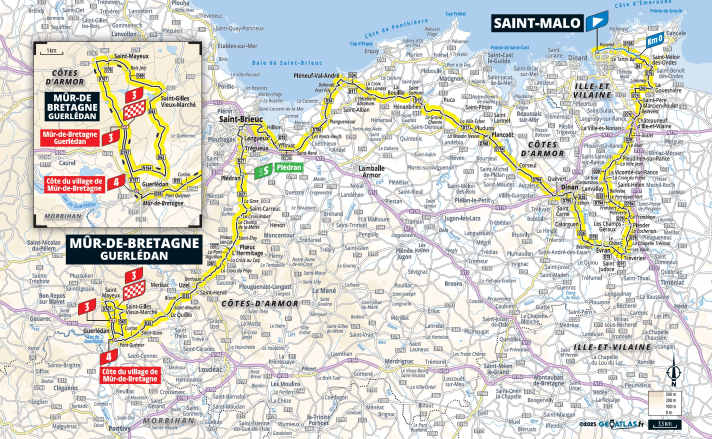 Die 7. Etappe der Tour de France 2025 auf der Karte