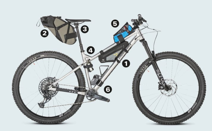Various panniers on the bike make transport easier.