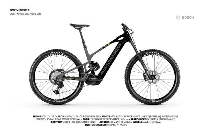 Gibt es alternativ auch in weiß. Carbon-Hauptrahmen, Alu-Hinterbau. Die Einstiegs-Variante für 7199 €. Gewicht: 23,8 Kilo (Herstellerangabe).