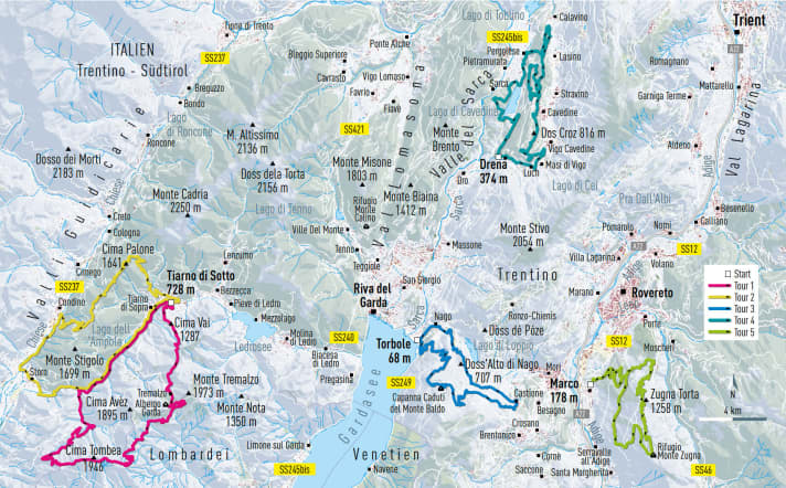   The E-MTB trails on Lake Garda at a glance