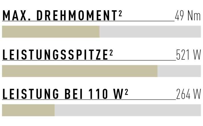 Bei gemäßigtem Tritt liefert der Bosch Performance SX nur mäßig Schub, doch das Leistungsmaximum ist höher als bei allen anderen Light-Motoren.