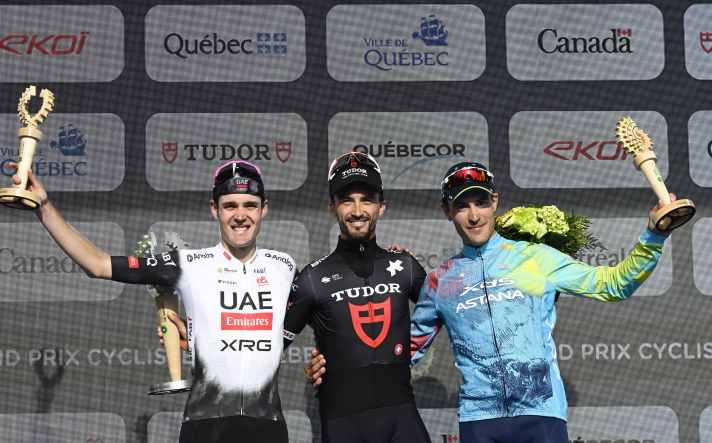 The final podium: Pavel Sivakov, Julien Alaphilippe and Alberto Bettiol.