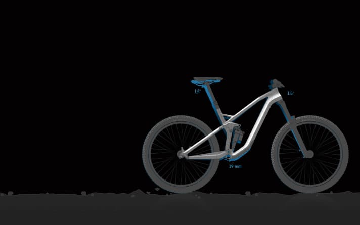   Versatile: The differences in head angle and seat tube angle (approx. 1.5° under load) as well as the bottom bracket height (approx. 15 mm) between the two modes have a noticeable effect on the handling of the Canyon Strive - more than the change in suspension travel.