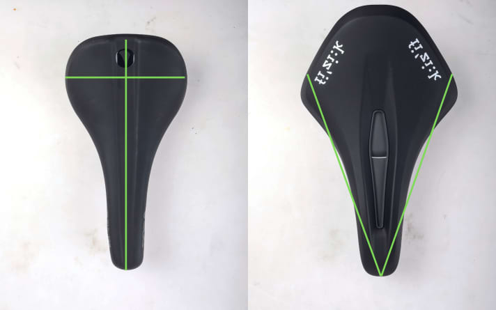 T-shaped saddles (left) are often fitted to bikes ex works. The V-shape is ideal for people whose pelvis is tilted slightly forwards on the bike.