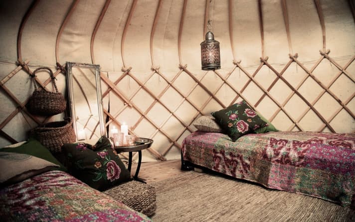 The yurts have 2 or 3 beds where you can relax after a long ride.