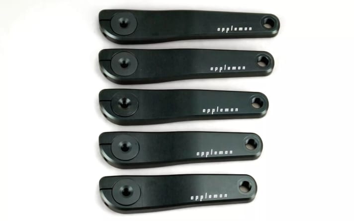 Road bike cranks of different lengths.