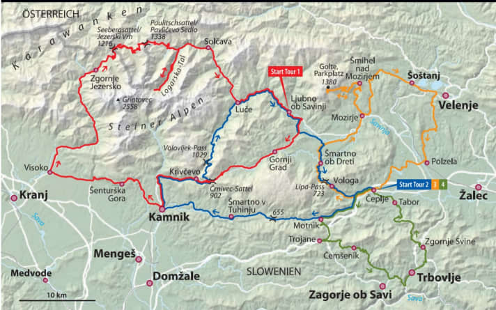 Orientation of the TOUR routes