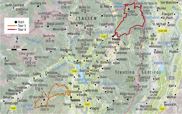   Val di Non: Trentino-Touren 03 (Monte-Peller-Trails) und 04 (Macaion Skyscraper)