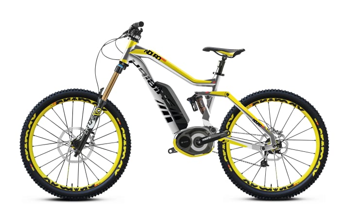Nur ein Rad in der riesigen E-MTB-Palette von Haibike aus dem Modelljahr 2013: das XDURO NDURO, das als erstes E-Enduro gilt. Heute sind 180 Millimeter Federweg am E-MTB nicht ungewöhnlich, damals war's ein Hammer!