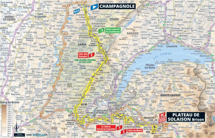 Die Strecke der 15. Etappe der Tour de France 2026