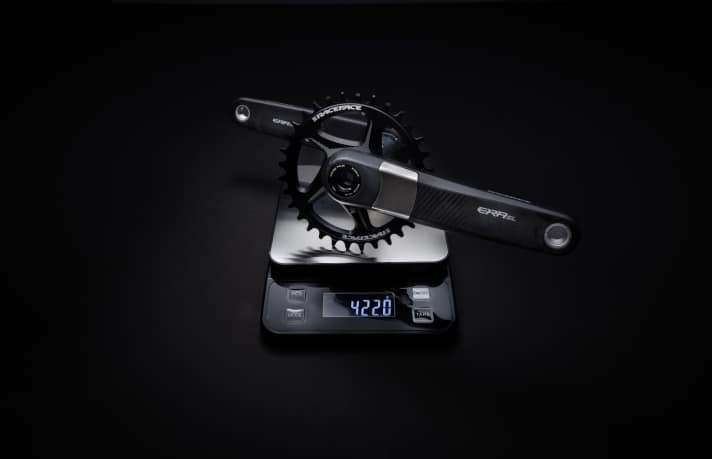 422 grams with chainring - lighter than Sram and Shimano, according to the developers.