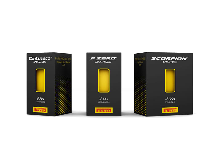   In drei Versionen ist der gelbe Leichtschlauch von Pirelli zu haben: Scorpion fürs MTB, Cinturato für Gravelbikes und der P Zero für das Rennrad.
