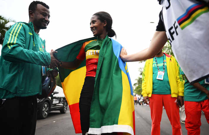 She finished seventh, the best result so far at the first World Elite Cycling Championships on African soil: Kahsay Tsige Kiros from Ethiopia.