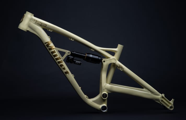   The single-pivot rear triangle from Mullet Cycles is said to be particularly easy to maintain. The Americans counteract the low rigidity of this design with extra-large bearings.