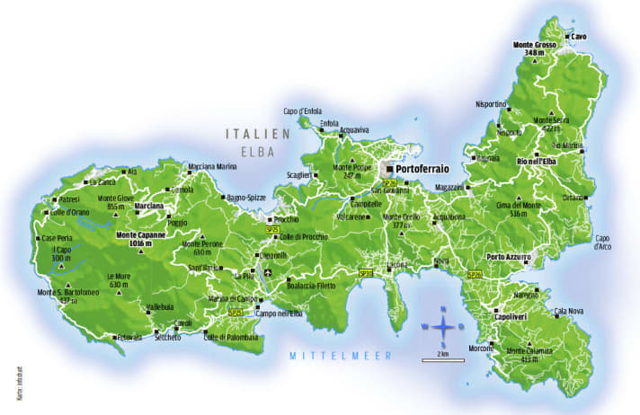   Nur 27 Kilometer lang, aber gespickt mit Trails für Mountainbiker: die Mittelmeer-Insel Elba.
