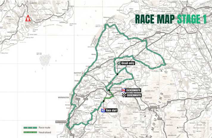 Die Strecke der 1. Etappe der Tour of Britain Women 2026