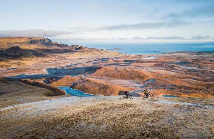 In frost and ice: Danny MacAskill and Steve Peat.