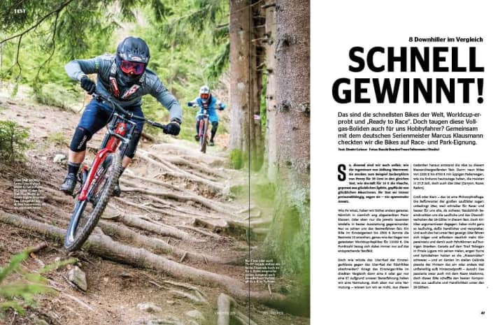   Eight downhillers in a comparison test.