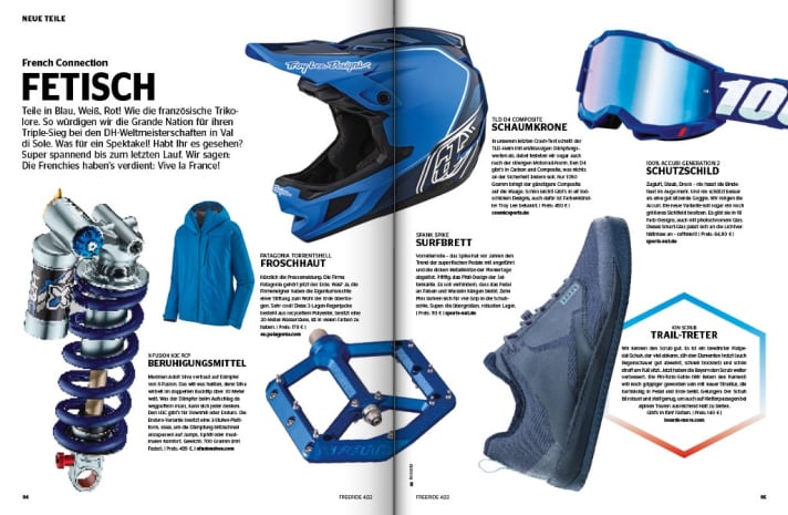 Products in blue, white, red.
