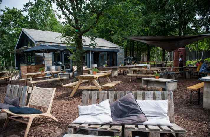 Chillout area in the woods of Utrecht.
