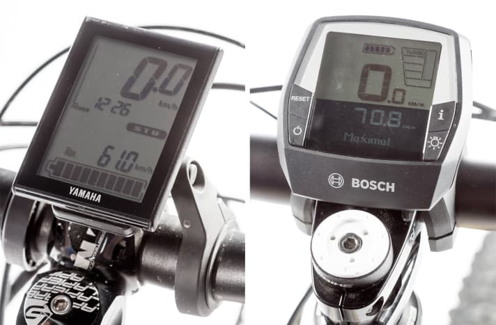   Display comparison: Yamaha (left) and Bosch