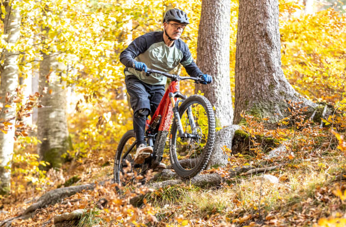 Wurzeln und Steine kann das Fahrwerk nicht so souverän glätten, wie die besten Bikes in diesem Federwegssegment. Der Charakter ist straff, der Komfort bleibt etwas auf der Strecke.