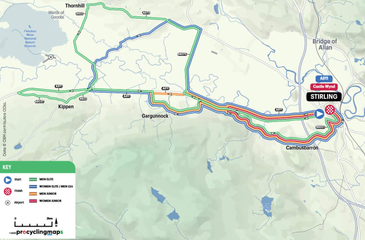 Die Strecken aller Zeitfahren im Überblick