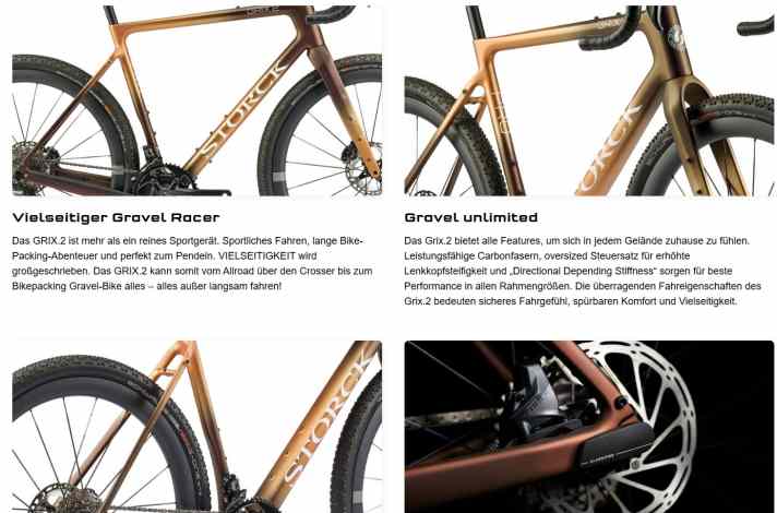 Additional information about the bike can be found in the info boxes at the bottom of each model page.
