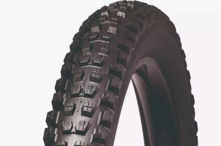 The trail bike combination of the Butcher Grid Trail T9 (front) and the Eliminator Grid Trail T7 (rear, with harder rubber compound) from Specialized.