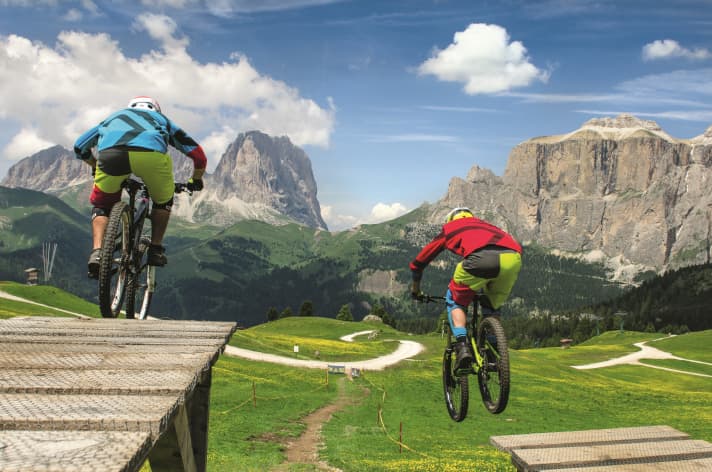 Do bikers need built stunts, like here in the Bikepark Trentino?