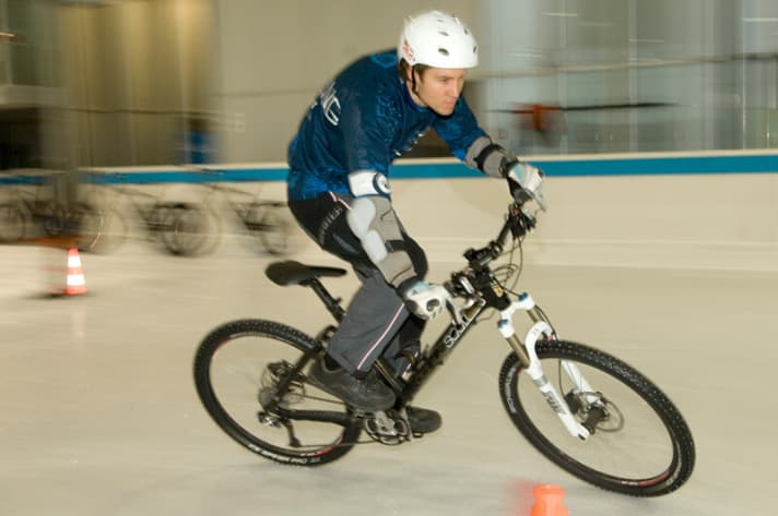   Liability issue: The spike tyres had to prove their bite in the ice rink.