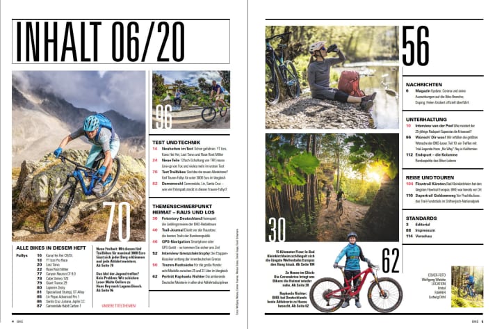   "Out and about!" - The top topics in <a href="https://www.delius-klasing.de/abo-shop/?zeitschrift=257" target="_blank" rel="noopener noreferrer">BIKE 6/20</a> .