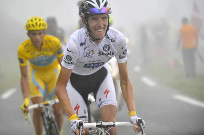 Andy Schleck in a duel with Alberto Contador at the Tour de France.