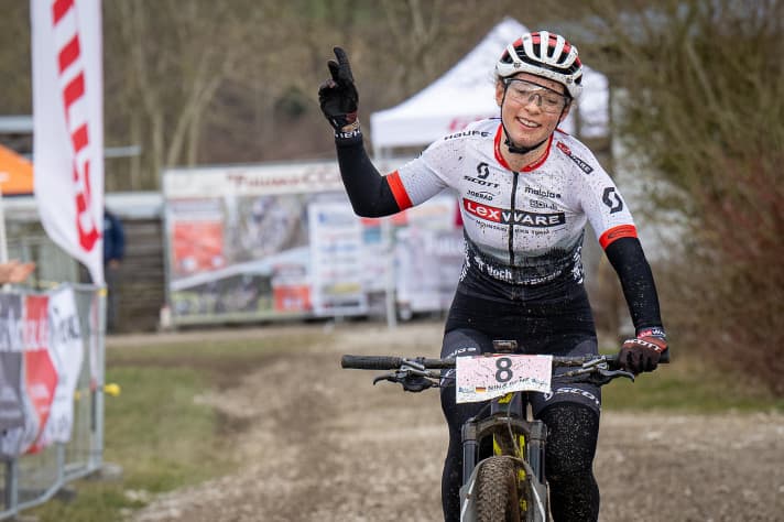 The right conditions: "I like technically demanding races in wet conditions," says Nina, seen here in Obergessertshausen 2023
