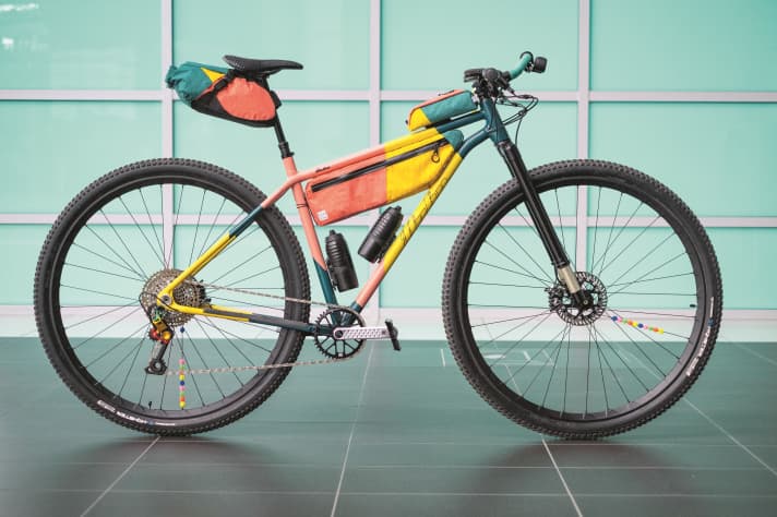 The dimensions are right despite being over two metres tall: the Huh Cycles Jersey Giant with 36-inch wheels.