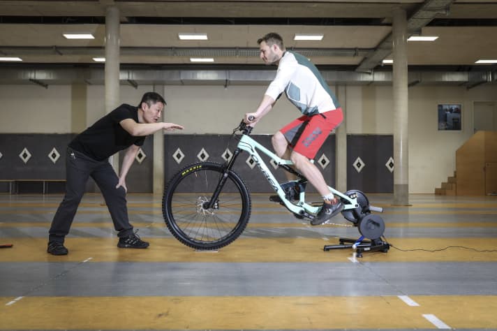 Despite all the high-tech, nothing beats the expertise of a professional. Dr Kim Tofaute assesses Albert's off-centre riding position and gives tips on how to keep checking it. Knee and seat discomfort should not distract the BIKE reader from his Mission 3000.