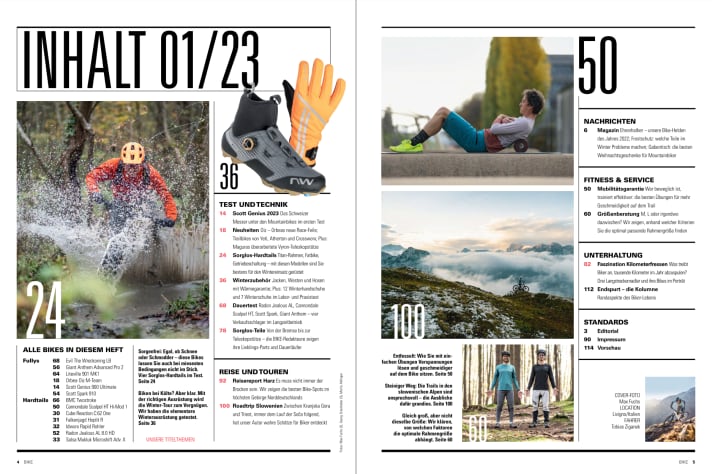 Inhalt BIKE 01/2023 
