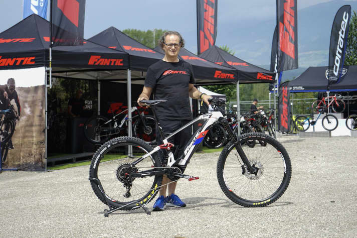   The Fantic designer with the new Fantic XF1 Integra Race at the Eurobike Media Days.