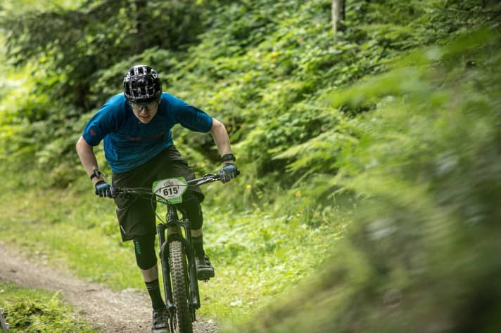   Even though we were riding e-mountain bikes, we still had to give 120 per cent on the pedal-intensive stages. After the uphill prologue, most of the racers couldn't even stand still.