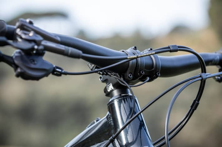   Die Kabel vom Shimano-Display verlaufen gut versteckt durch den Lenker, das sorgt für ein aufgeräumtes Cockpit.