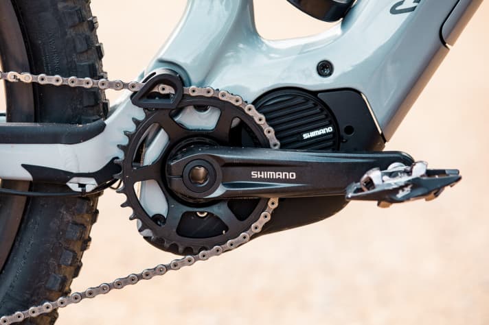   A feast for all design fetishists: the chainstay runs in a single line into the seat tube. To ensure that the area around the bottom bracket also looks neat and tidy, Canyon has fitted a direct mount chainring.