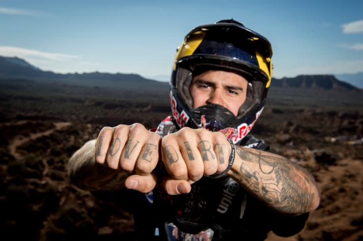   Andreu poses for the photographers at the Red Bull Rampage 2012
