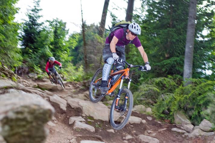   Suspension work: Every centimetre of suspension travel and harmonious damping counts on really rough sections.