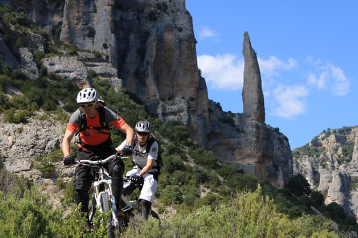   North of Rodellar: Spectacular rock needles make up for the arduous uphill push.