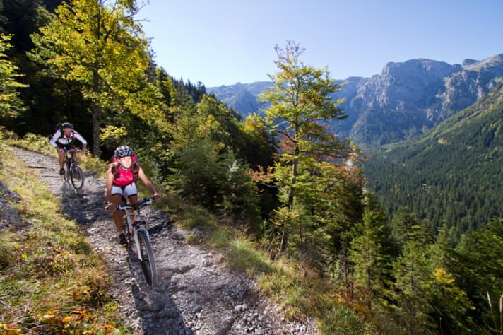   Not a trail, but narrow, permitted and fun to ride: the tunnel trail on Lake Achensee.