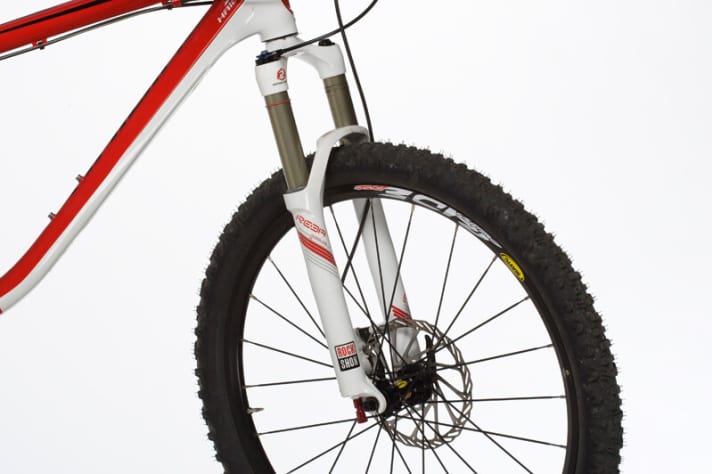   The Rock Shox Reba SL fork with handlebar lockout is a rare luxury in this class. Top function!